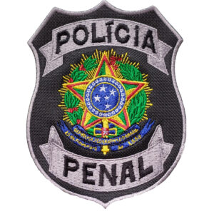Brasão bordado POLÍCIA PENAL, colorido.